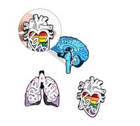 Cabilock 3Pcs Enamel Alloy Organ Pattern Brooch Set Including Heart and Brain Pins, Funny Spoof Party Clothing Brooches for Jackets and Denim, Decorative Lapel Pins for Men and Women