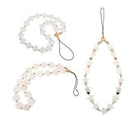 Cabilock 3pcs Faux Pearl Shell Phone Charms Keychain with Heart and Star Beads Handmade Plastic Beaded Phone Pendant Stylish Accessory Keys and Bags