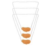 Cabilock 3pcs Fried Chicken Wings Necklace Realistic Imitation Food Pendant Party Jewelry for Women Men Boys Hip Hop Novelty Accessory