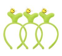 Cabilock 3pcs Green Plant Hairband with Bee Accents Funny Spa Skincare Headband for Women Cute Yoga Beauty Accessory for Christmas Halloween Birthday Party Casual Wear and Cosplay