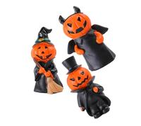 Cabilock 3pcs Halloween Mini Resin Pumpkin Figurines Set Adorable Tiny Devil Gentleman Statues Resin Decor for Home Party Tabletop Accessories