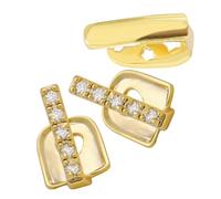 Cabilock 3pcs Hip Hop Teeth Grill Set for Parties and Hiphop-themed Events, Metal and Zircon Material with Golden Colour, Fits Tooth Positions, Enhances Smile with Stylish Rapper