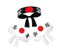 Cabilock 3pcs Japanese Samurai Headwraps for Karate Tie Back Headbands Vivid Colors for Birthday Parties Sports Cooking Costume Accessories and Themed Events