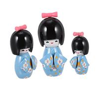 Cabilock 3Pcs Japanese Traditional Kimono Doll Wooden Kimono Doll Figurines for Home Decor Vivid Detail Sturdy Craftsmanship Desktop Decoration for Japanese Style Enthusiasts
