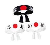Cabilock 3pcs Japanese Warrior Headband: Hachimaki Karate Headband Japanese Bandana For Karate Sports Halloween Sushi Cooking Costume Accessory
