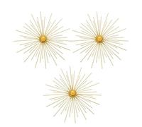 Cabilock 3pcs Metal Floral Wall Decor Sunburst Wall Hanging with Gold Finish, Lightweight and Easy Installation, Modern Dandelion and Sea Urchin Sculptures for Dining Room and Holidays