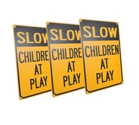 Cabilock 3PCS Metal Slow Down Signs for Street Safety Safety Caution Signs for Neighborhood Lawns Easy to Install Slow Playing Warning Markers Traffic Road Warning