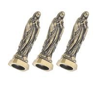 Cabilock 3pcs Mini Brass Virgin Mary Statue Hand-carved Small Catholic Figurines for Spiritual Home Decor Christmas Display Office Desk Ornament Blessed Mother Goddess Sculpture
