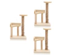 Cabilock 3pcs Mini Cat House Miniature Wooden Cat Tower Model Scale Miniature Unique Tree Furniture