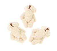 Cabilock 3pcs Mini Jointed Plush Bear Dolls DIY Craft Supplies for Sewing Lovers Tiny Pearl Velvet Stuffed Animal Accessories for Clothing Decoration Hats Scarves Bags
