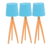 Cabilock 3pcs Miniature Dollhouse Floor Lamp Set Blue LED Lights Dollhouse Accessories Mini Table Lamps and Model Scenes