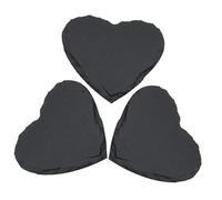 Cabilock 3Pcs Natural Heart Shaped Steak Plates Black Dinner Dishes Food Storage and Dessert Serving Plates for Home and Restaurant Use