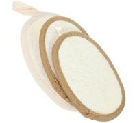 Cabilock 3pcs Natural Loofah Body Scrubbers Bath Shower Sponge Set with Beige and Coffee Edges, Exfoliating Shower Loofah Pads for Men and Women, Gentle Body Scrubbers for Daily Bathing