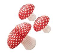 Cabilock 3pcs Paper Mushroom Design Lantern 3d Hanging Lantern Reusable Bright Red Beige Cartoon Style Paper Iron Wire Sturdy Home Decoration for Camping Themed Birthdays