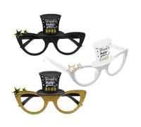 Cabilock 3pcs Party Glasses Lightweight Material Glitter Cat-eye Frames Silver Gold Black for Year S Eve Graduation Birthday Celebration Accessories