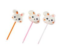 Cabilock 3pcs Plush Bunny Doll Ballpoint Pens Set Orange Pink and White Barrel Rabbit Writing Pens Portable Multi-function for Office School