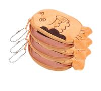 Cabilock 3pcs Plush Coin Purse Cartoon Fish-Shaped Coin Pouch Brown Lint Protective Practical for Women and Female Family or Friends