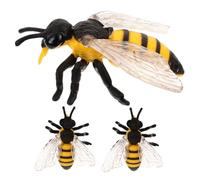 Cabilock 3pcs Realistic Honey Bee Figurines Plastic Animal Models for Early Educational Science Projects Cake Toppers Learning for Insect Themed Crafts and Birthday Party Favors