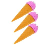 Cabilock 3pcs Realistic Ice Cream Cone Props Lifelike Fake Ice Cream Model for Window Display Photography Decorations for Restaurants Kitchen Decor