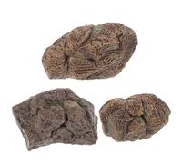 Cabilock 3pcs Resin Rock Shaped Potted Planter Stones Stylish Decorative Miniature Stone Decor Brown for Rock Gardens and Fish Tank Environment