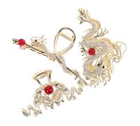 Cabilock 3pcs Rhinestone Dragon Hair Claw Clips Large Metal Jaw Clips Non-slip Traditional Chinese Hair Accessories for Women Spring Festival Styling