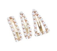 Cabilock 3pcs Rhinestone Pearl Hair Clips Set Large Pearl White Side Bobby Pins Crystal Accents Fashion Hair Clips for Women and for Daily and Special Occasions
