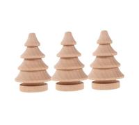 Cabilock 3pcs Rustic Unfinished Wooden Christmas Tree Ornaments for DIY Painting Farmhouse Table Centerpieces Holiday Decorations for Home Office Parties