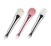 Cabilock 3pcs Silicone Facial Mask Brush Set with Double-ended Soft Fiber Bristles and Scoop Spoon for Facial Mask Application and Body Lotion Mixing Easy to Wash