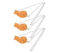 Cabilock 3pcs Simulation Fried Chicken Leg Necklace Realistic Food Pendant Jewelry for Men Women Funny Hip-hop Party Accessory with Skin-friendly Materials Novelty Chicken Wing Design