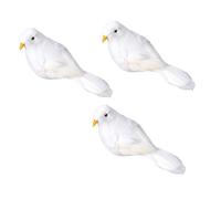 Cabilock 3Pcs Simulation White Birds Figurine Realistic Pigeons Model with Clip for Garden Home Office Decor Landscape and Plant Pot Adornment