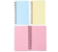 Cabilock 3pcs Spiral Notepads with Lined Index Cards Portable Paper Notebooks for Office School Study and Daily Writing Easy Tear-off Pages Eye-protecting Design Pink Yellow Blue