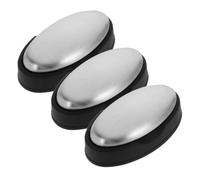 Cabilock 3pcs Stainless Steel Odor Absorber Soap Bars with Base for Kitchen Use Metal Anti-odour Tool for Garlic Fish Smell Removal Reusable Home Kitchen Accessory