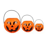 Cabilock 3pcs Sturdy Plastic Pumpkin Bucket Handheld Halloween Candy Basket for Party Favors and Haunted House Decorations Unique Spooky Atmosphere