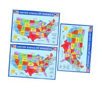 Cabilock 3pcs Usa Wall Map Faderesistant Educational Poster with State and City Details Stylish Geography Learning Wall Art for Home Classroom Boys and Bedroom Decorations