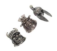 Cabilock 3PCS Vintage Japanese Samurai Helmet Pendant for DIY Crafts Jewelry Making Skull Charm Beads for Bracelets Necklaces Keychains Antique Copper Spacer Beads Accessory