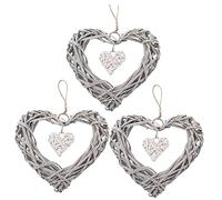 Cabilock 3Pcs Wicker Heart Wreath Wall Hanging Decoration for Home and Party Charming Rattan Decor for Living Bedroom and Valentine Day Easy to Hang and Unique Design