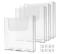 Cabilock 4 Pack A4 Wall Mounted Document Holder, Acrylic Menu Leaflet Holder, Clear Portrait Magazine File Stand for Brochures, Literature, Pamphlet Display