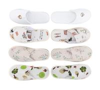 Cabilock 4 Pairs Disposable Thickened Slippers Non-slip Home Hotel Guest Sliders with Floral Pattern for Salon Travel and Short-term Rental Convenience