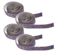 Cabilock 4 Rolls Rhinestone Applique Decorative Waist Charm Rhinestone Patch Purple Self Adhesive Brilliant Light Well-Made Design for DIY Wedding Dress Belt and Bags