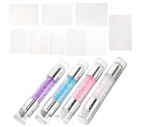 Cabilock 4 Sets Dual-head Silicone Nail Stamper and Nail Art Seal with Rhinestone Gradient Design, 16pcs Manicure Stamping Kit for Home and Salon Use