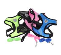 Cabilock 4 Sets Pulling Rope Harness Set Dog Harness Leash Chest Strap Lightweight Flexible Polyester Mesh with Unique Design for Pet Walking