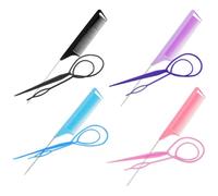 Cabilock 4 Sets Rat Tail Comb Hair Parting Comb Abs Steel Needle Hair Pull through Tool Braiding, Easy Use, Not Easy to Break for Barber Shops, Personal Use