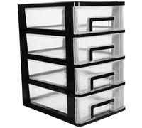 Cabilock 4-Tier Desktop Storage Drawers, Clear Plastic Drawer Organiser Unit for Makeup and Stationery, Mini Tabletop Storage Tower for Office and Vanity - 25cm High
