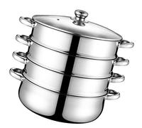 Cabilock 4 Tier Stainless Steel Steamer Pot 10.82 Inch Multi-Layer Hot Pot for Steaming and Soup Cooking Space-Saving Design Kitchen Cookware