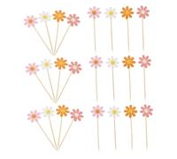 Cabilock 40pcs Daisy Flower Cake Topper for Birthday Summer Parties Easy to Insert Floral Decorations for Cakes Creative Dessert Table Supplies for Celebrations