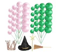 Cabilock 44 Pcs Wicked Cake Decorations Witch Hat Crown Broom Star Wand Mini Balls Cupcake Toppers Enchanting Witch Theme Birthday Party Supplies for Halloween and Wicked Birthday