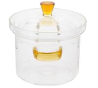 Cabilock 450ml Glass Cooking Pot Lid Double-Handled Simmer Pot High-Temperature Resistant Glass Cookware for Stove Top Cooking and Stewing