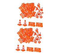 Cabilock 48 Pcs Mini Traffic Cones Signs Educational Plastic for Childrens Cognitive Development Traffic Safety Awareness for Creative Play Group Activities