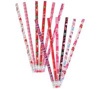 Cabilock 48pcs Multi-color Eraser Tipped Wood Pencils with Valentine Heart Prints Smooth Writing Daily Household Sketch Supplies for Students and Teenagers and Lightweight