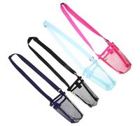 Cabilock 4Pcs Adjustable Shoulder Strap Water Bottle Mesh Pouch Breathable Hanging Kettle Bag for Outdoor Hiking Camping Scratch-Resistant Convenient Bottle Carrier in Black Navy Sky Blue